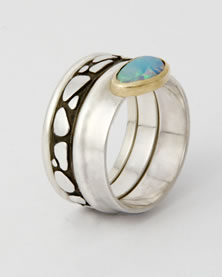 Three band 'Stacking Ring' with Opal